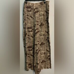 Vintage The Limited Womens Rayon High Waisted Wide Leg Tan Brown Pattern Pants M